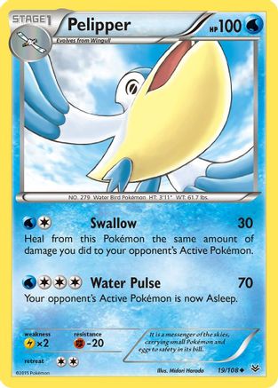 Pelipper 019/108 - XY  Roaring Skies Reverse Holofoil