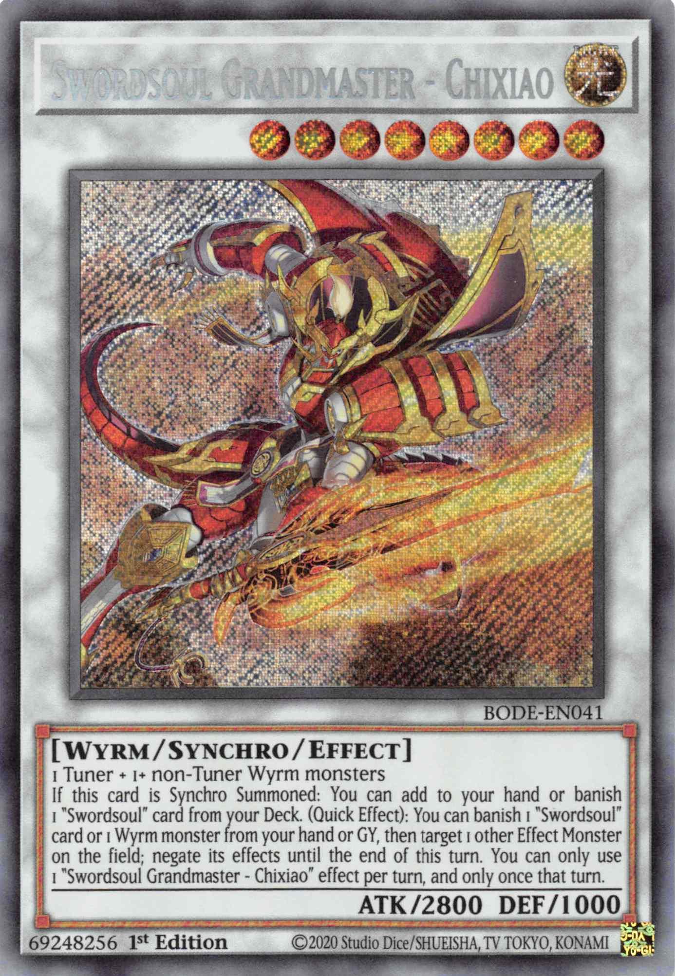 Swordsoul Grandmaster - Chixiao [BODE-EN041] Secret Rare - Josh's Cards
