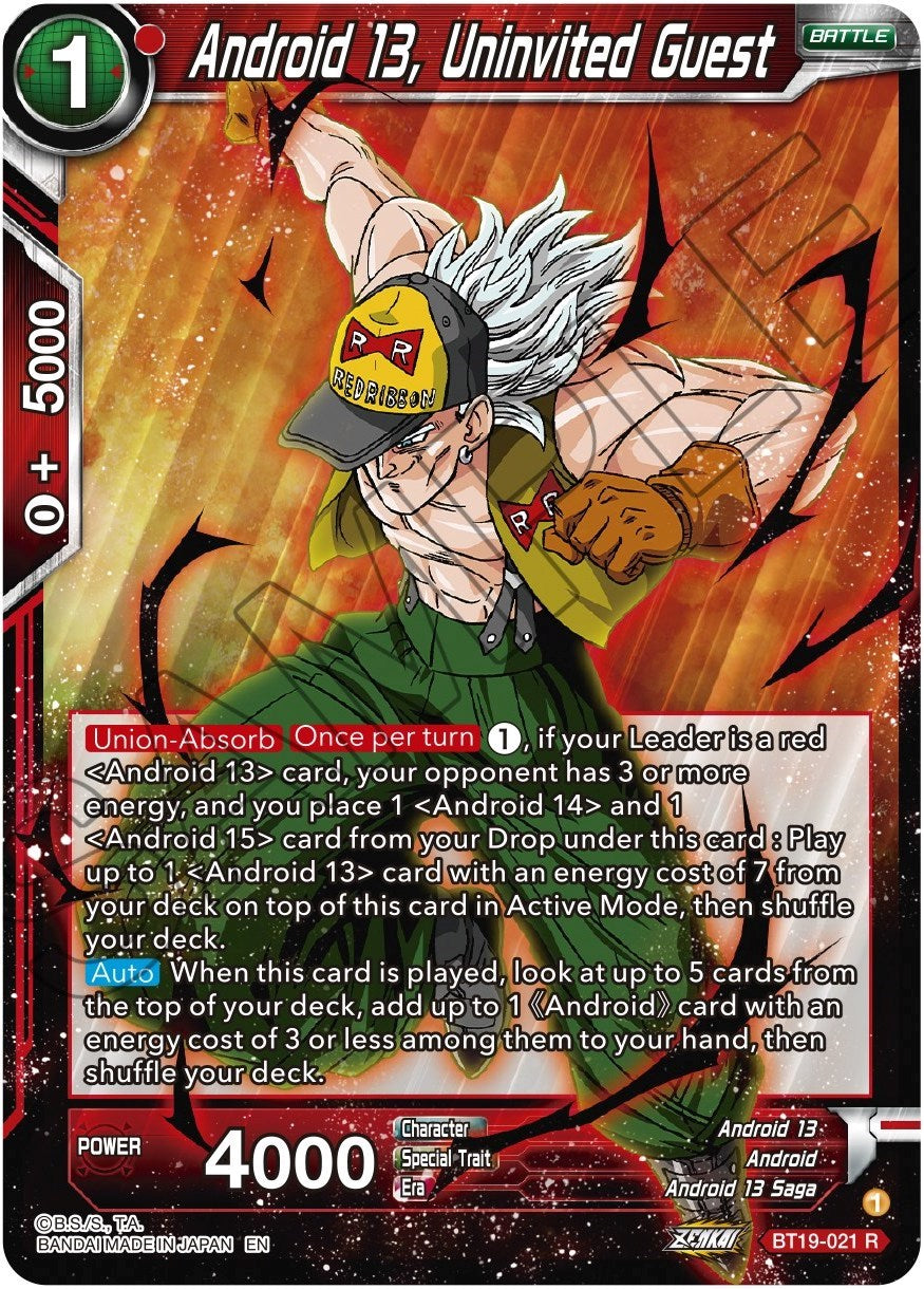 Android 13, Uninvited Guest (BT19-021) [Fighter's Ambition] Parallel Foil