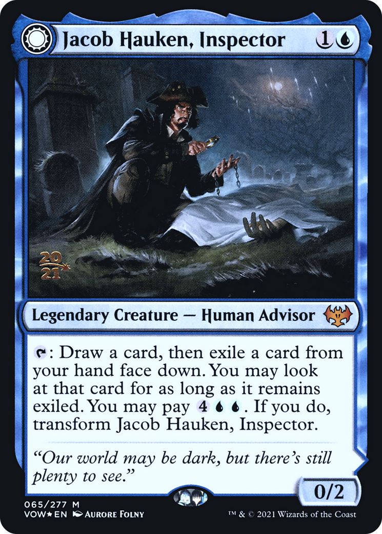 Jacob Hauken, Inspector // Hauken's Insight (PRE-065) - Innistrad: Crimson Vow Promos: (Double Faced Transform) Foil