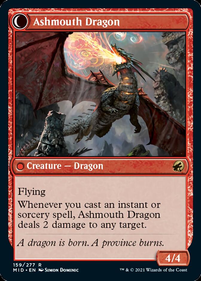 Smoldering Egg // Ashmouth Dragon (MID-159) - Innistrad: Midnight Hunt: (Double Faced Transform) Foil