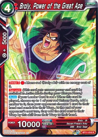Broly, Power of the Great Ape (BT11-016) [Vermilion Bloodline] Parallel Foil