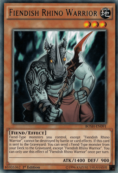 Fiendish Rhino Warrior [BOSH-EN091] Rare - Josh's Cards