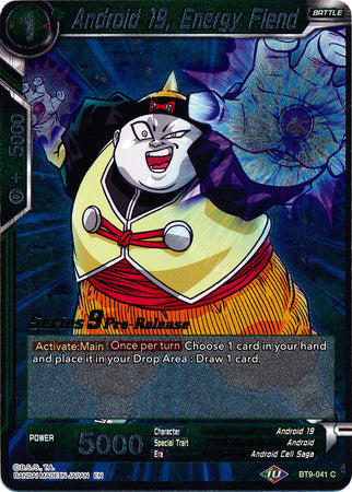 Android 19, Energy Fiend (BT9-041) [Universal Onslaught Prerelease Promos] Parallel Foil