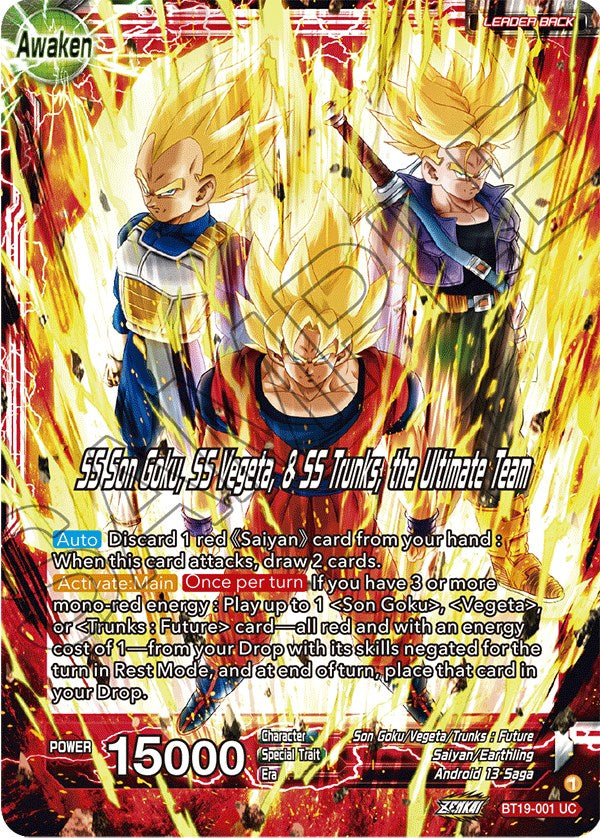 Son Goku & Vegeta & Trunks // SS Son Goku, SS Vegeta, & SS Trunks, the Ultimate Team (BT19-001) [Fighter's Ambition] Parallel Foil