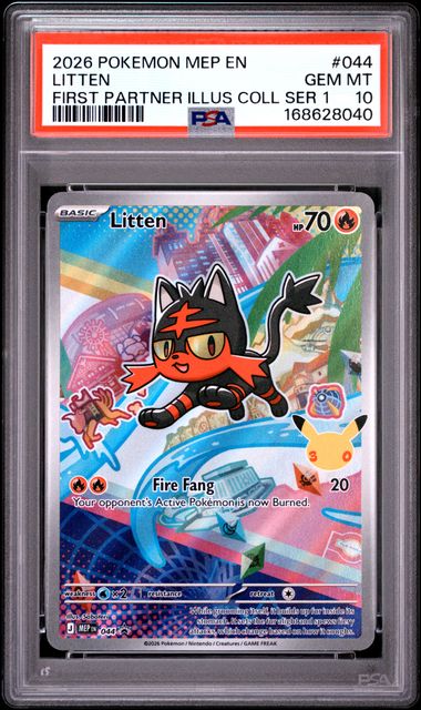 Litten First Partner Illustration Collection Mega Evolution Promo 044 PSA 10