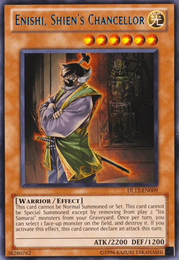 Enishi, Shien's Chancellor (Blue) [DL12-EN009] Rare - Josh's Cards