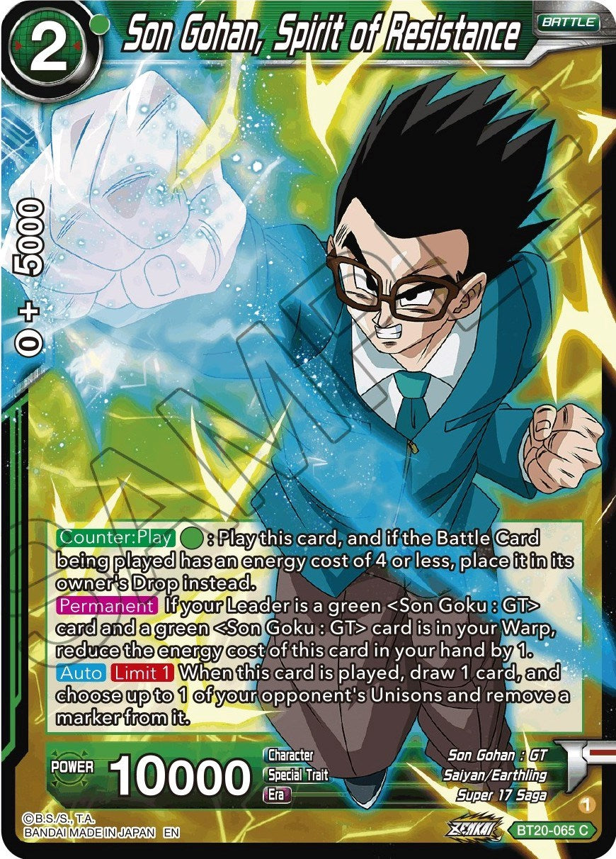 Son Gohan, Spirit of Resistance (BT20-065) [Power Absorbed] Parallel Foil
