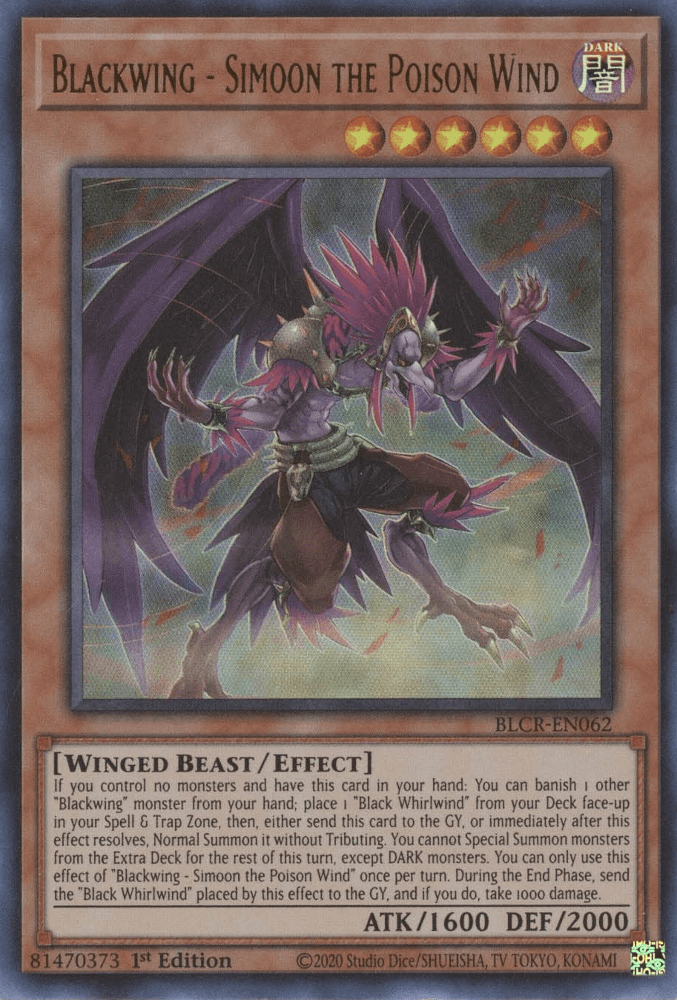 Blackwing - Simoon the Poison Wind [BLCR-EN062] Ultra Rare - Josh's Cards