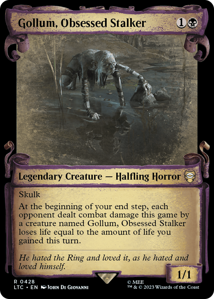 Gollum, Obsessed Stalker (LTC-428) - Tales of Middle-earth Commander: (Showcase) Foil