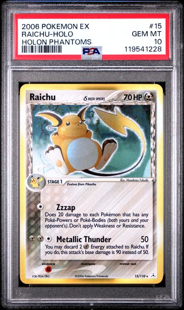Raichu Holographic Delta Species Holon Phantoms 15/110 PSA 10