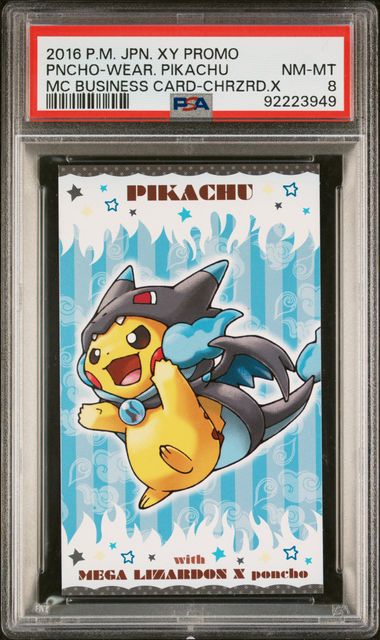 Poncho Wearing Pikachu Mega Charizard X Business Card PSA 8