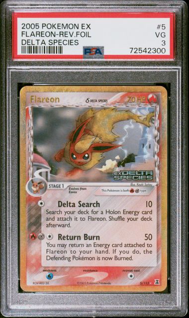 Pokemon: Flareon Reverse Holo Delta Species 5/113 PSA 3