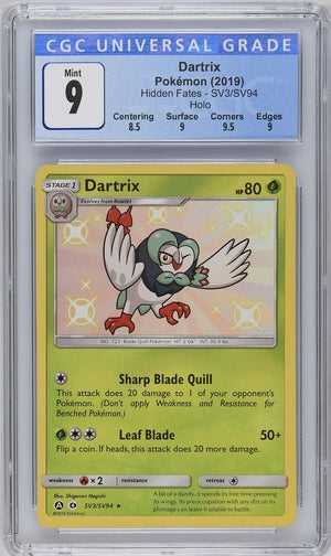 Pokemon: Dartrix Hidden Fates SV3/SV94 CGC 9