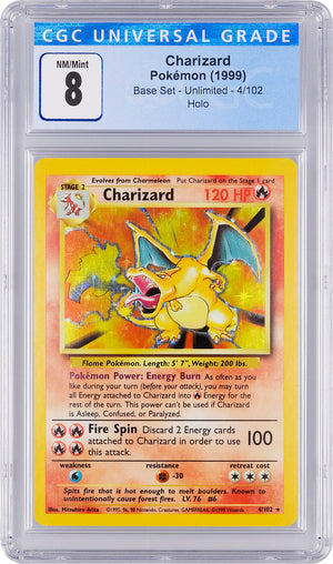 Charizard Base Set Unlimited Holofoil CGC 8