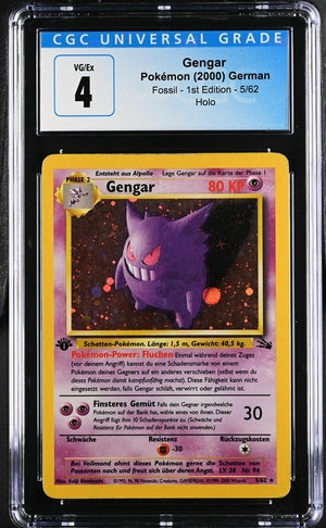 Gengar 1st Edition Holofoil Fossil 5/62 CGC 4