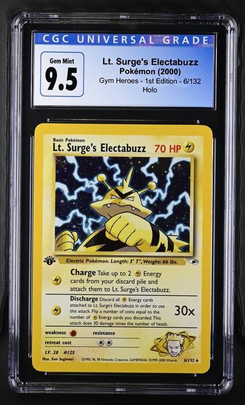 Lt. surge's Electabuzz 1st Edition Holofoil Gym Heroes 6/132 CGC 10