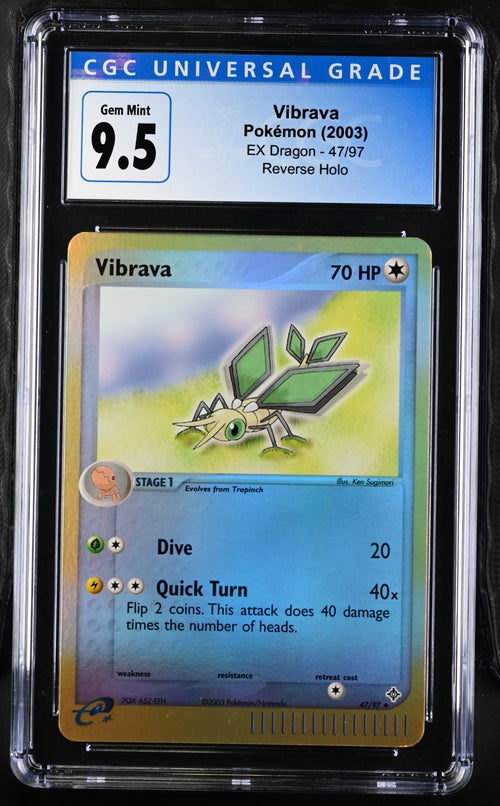 Pokemon: Vibrava Reverse Holo EX Dragon 47/97 CGC 9.5 Gem Mint