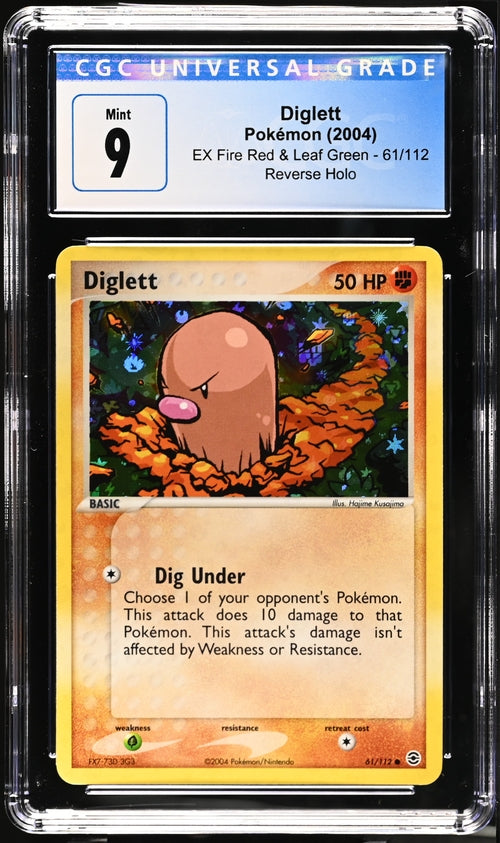 Diglett Reverse Holo Fire Red & Leaf Green 61/112 CGC 9