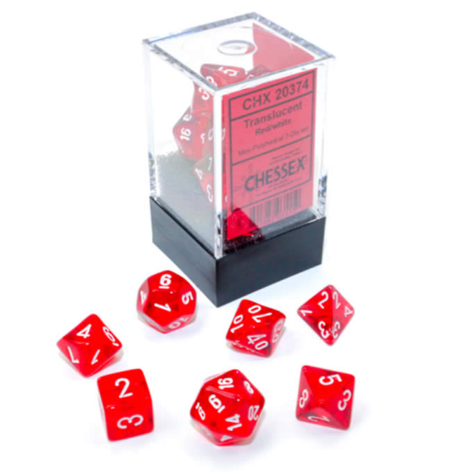 Chessex Translucent Mini Polyhedral 7 Die Set - Red/White