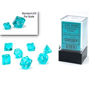 Chessex Translucent Mini Polyhedral 7 Die Set - Teal/White