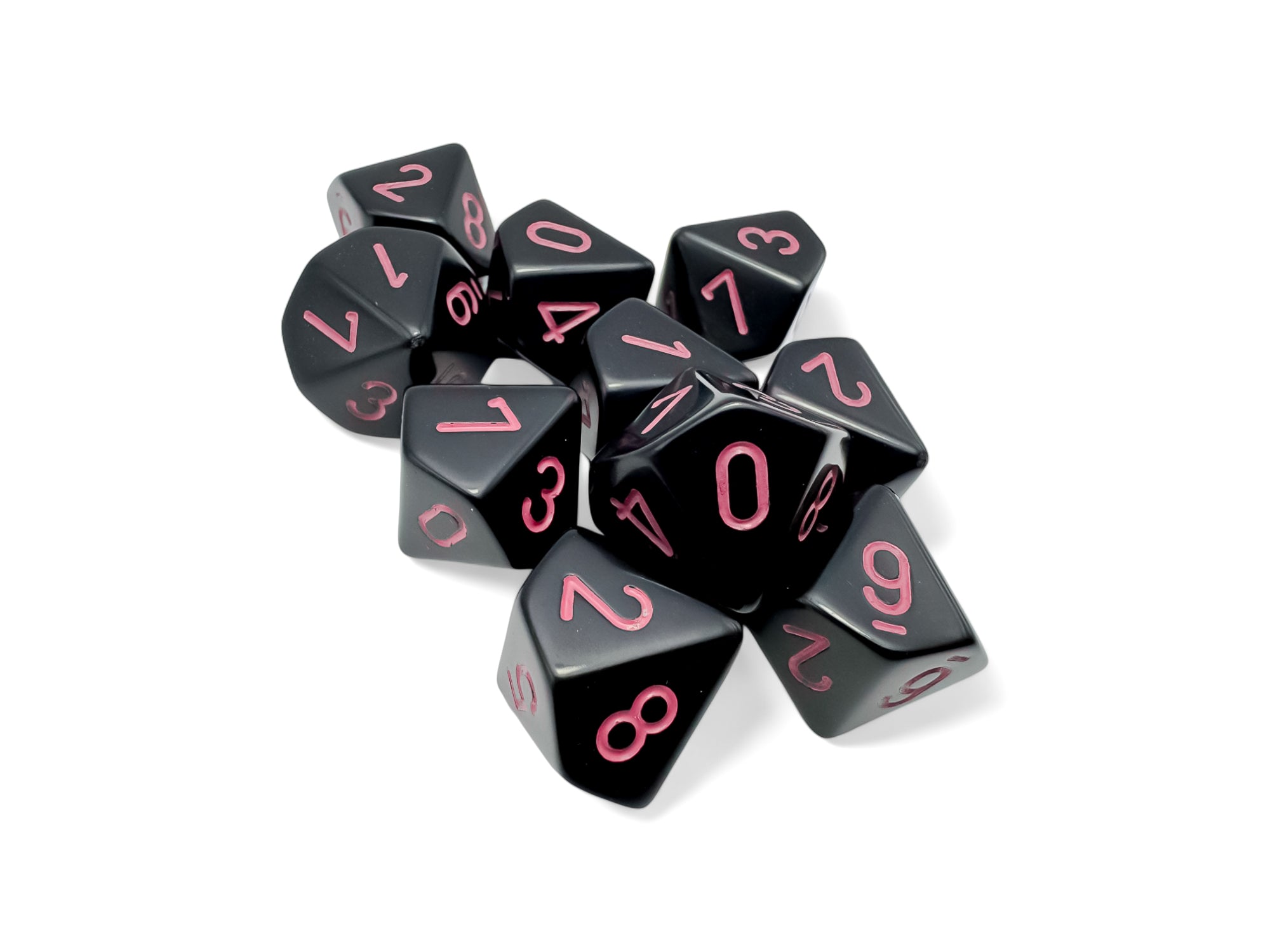 Chessex Opaque Black/Pink Set of Ten D10s