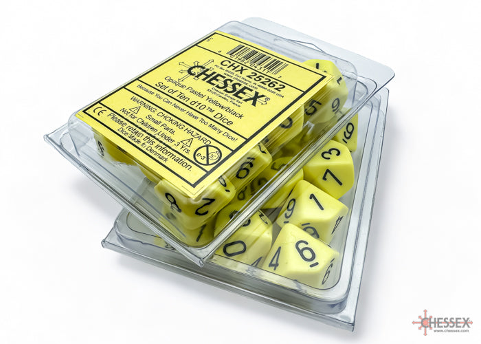 Chessex Opaque Pastel Yellow/Black Set of Ten D10s