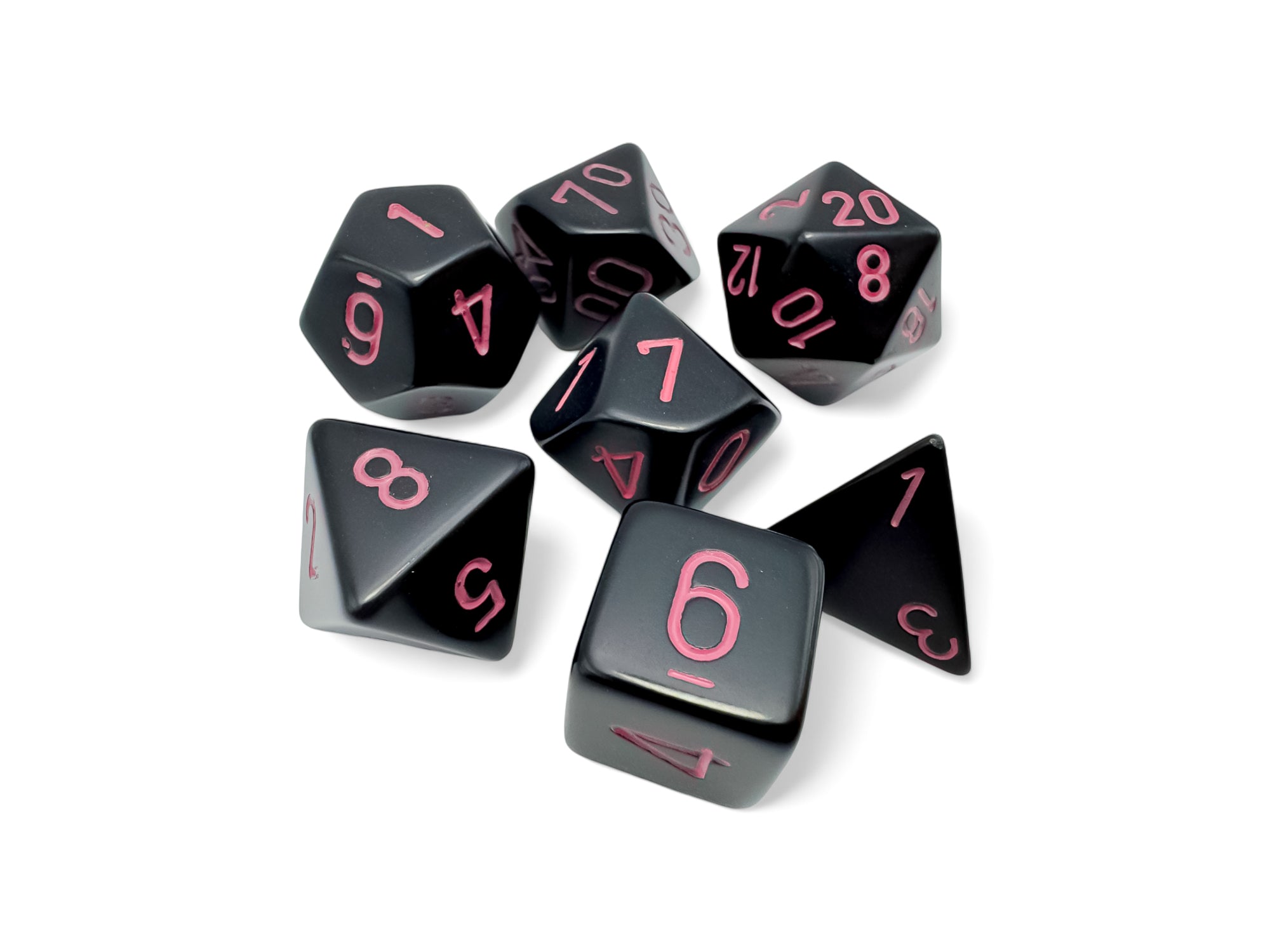 Chessex Opaque Black/Pink 7-Die Set