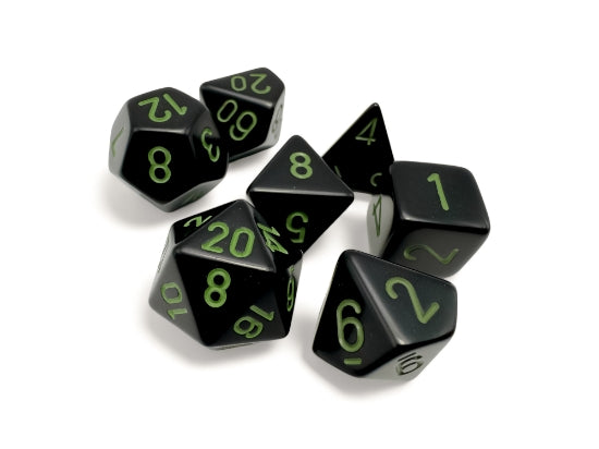 Chessex Opaque Black/Green 7-Die Set