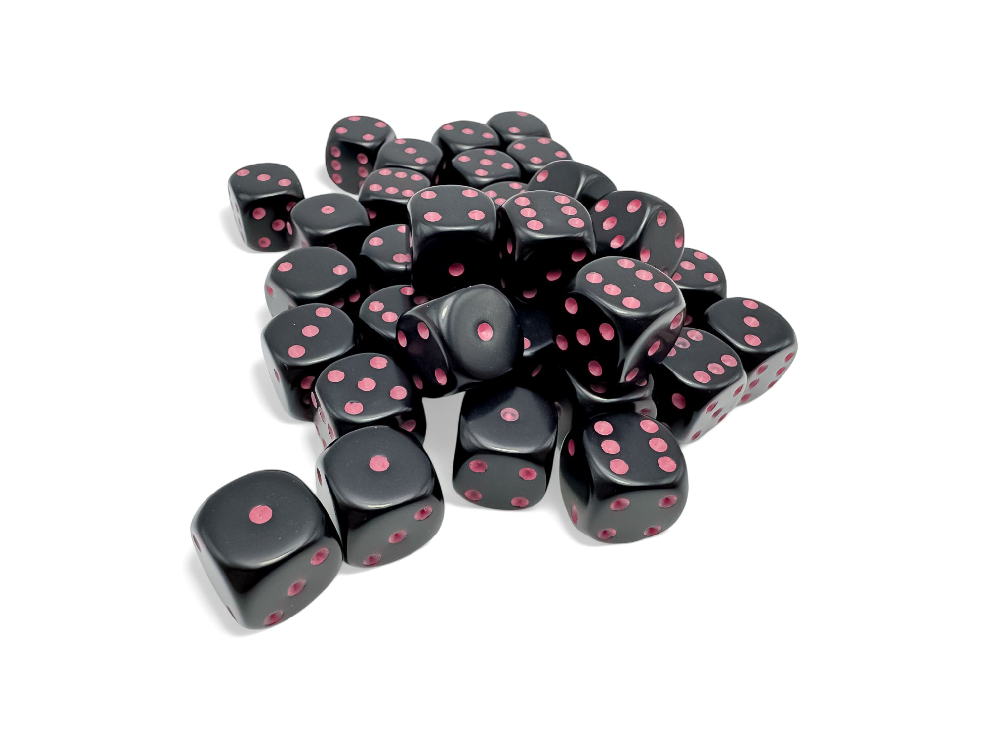 Chessex Opaque Black/Pink 12MM D6 Dice Block (36 Dice)