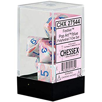Chessex Festive Polyhedral 7 Die Set - Pop-art/Blue