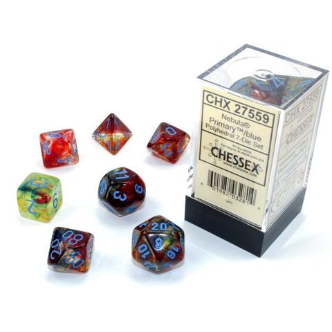 Chessex Nebula Polyhedral 7 Die Set - Primary/Blue Luminary