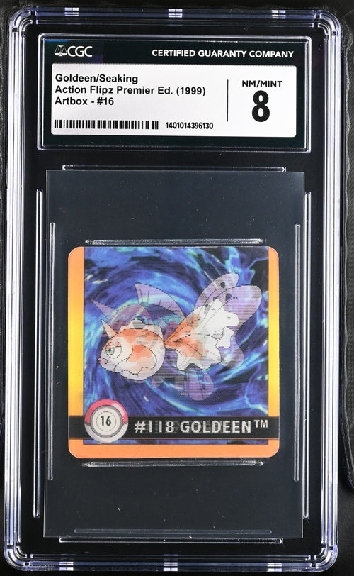 Pokemon: Goldeen/Seaking Action Flipz Premiere Edition 1999 Artbox #16 CGC 8