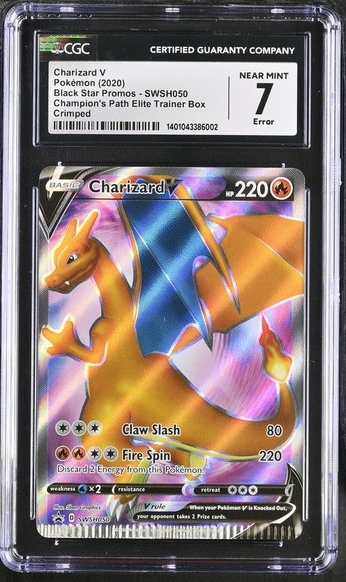 Charizard V Promo SWSH050 Crimped Error CGC 7