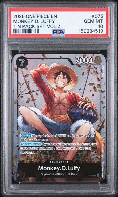 Monkey.D.Luffy Tin Pack Set Vol.2  P-075 PSA 10