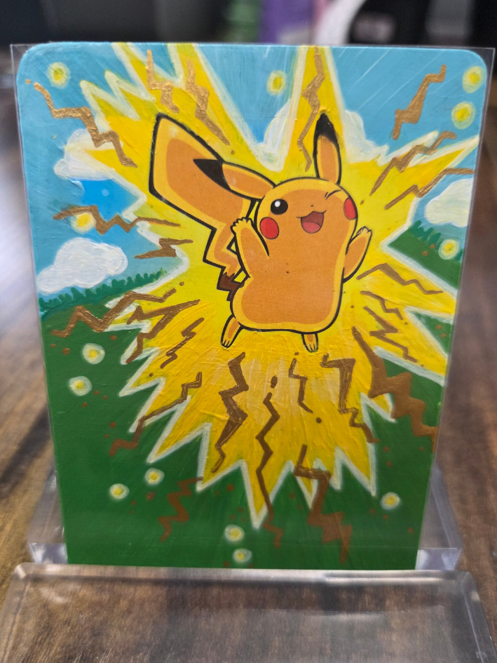 Custom Painted Pikachu Pokemon Card
