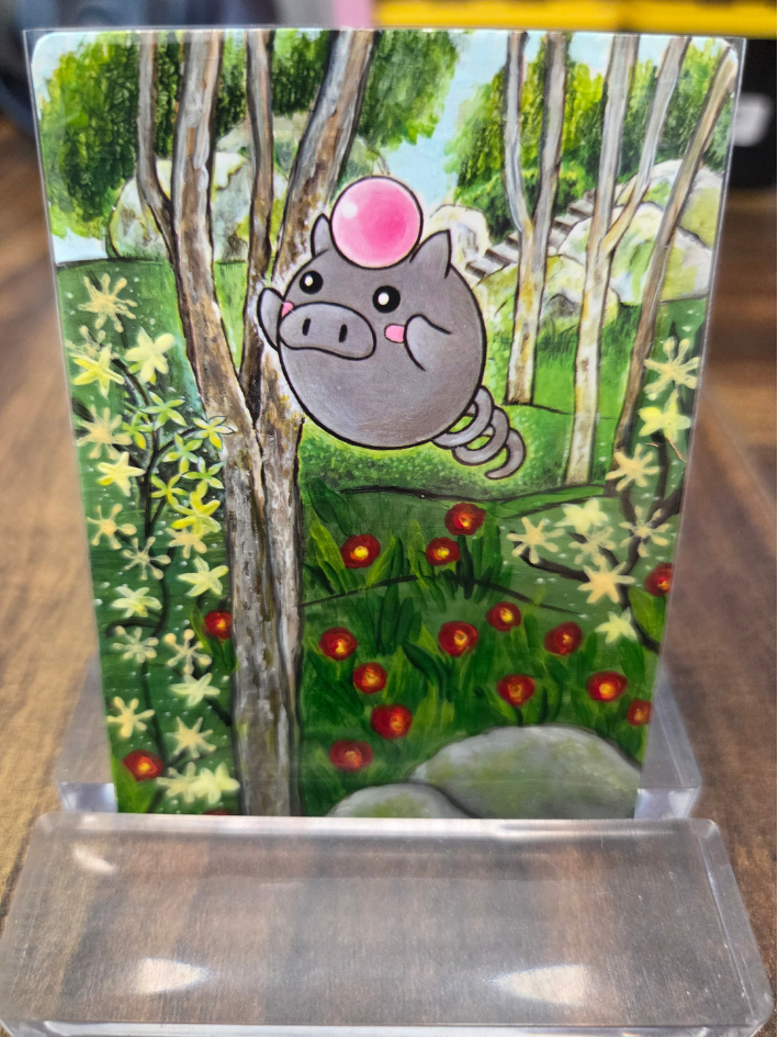Custom Painted Spoink Pokemon Card