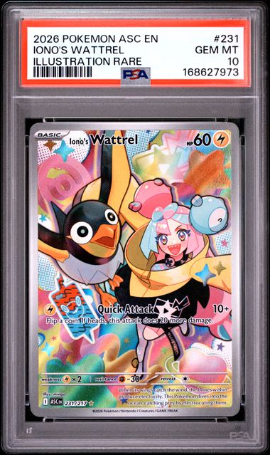 Iono's Wattrel Illustration Rare ME Ascended Heroes 231/217 PSA 10