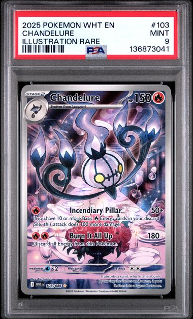 Chandelure Illustration Rare White Flare 103/086 PSA 9