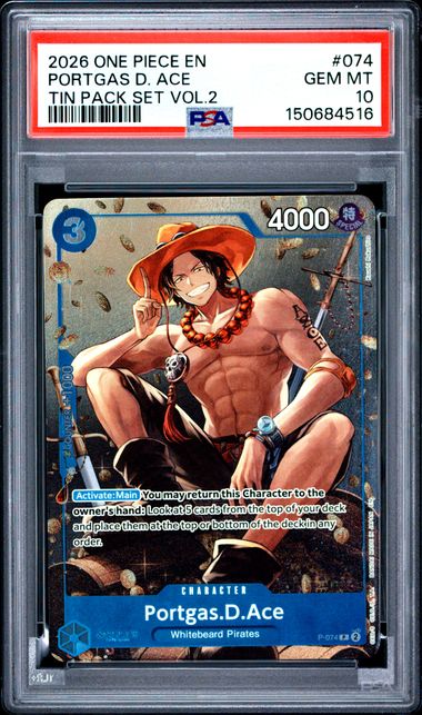 Portgas.D.Ace Tin Pack Set Vol.2  P-074 PSA 10