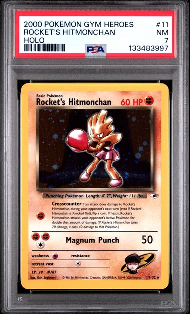 Rocket's Hitmonchan Gym Heros 11/132 PSA 7