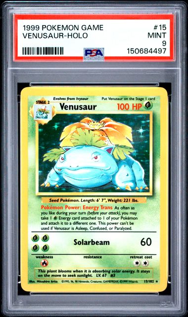 Venusaur Holofoil Base Set 15/102 PSA 9