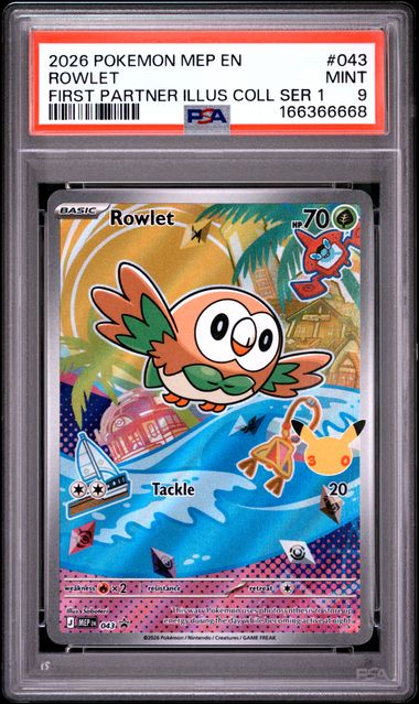 Rowlet First Partner Illustration Collection Mega Evolution Promo 043 PSA 9