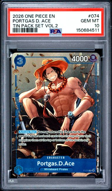 Portgas.D.Ace Tin Pack Set Vol.2  P-074 PSA 10