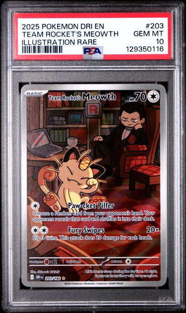 Team Rocket's Meowth Destined Rivals 203/182 PSA 10