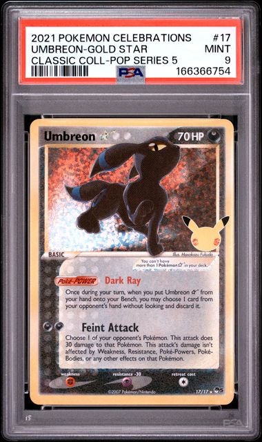 Umbreon Gold Star Celebrations Classic Collection 17/17 PSA 9
