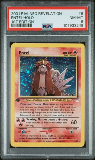Entei 1st Edition Neo Revelation Holofoil 6/64 PSA 8
