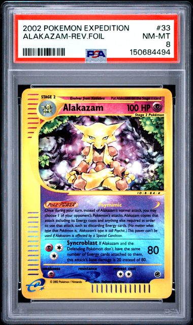 Alakazam Reverse Holofoil Expedition 33/165 PSA 8