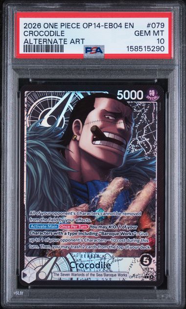 Crocodile Alternate Art Leader OP14-079 The Azure Sea's Seven PSA 10
