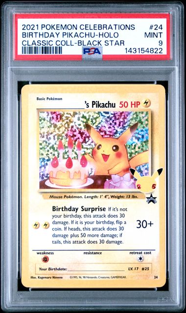 BIRTHDAY PIKACHU CELBRATIONS CLASSIC COLLECTION #24 PSA 9